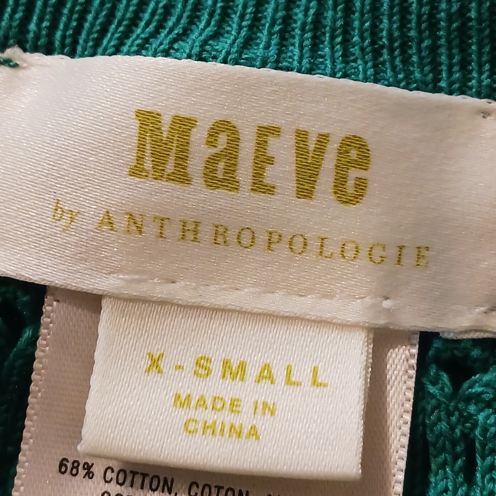 Anthropologie Maeve Knit Dress Women Smerald Green SzXS Ruffle Knit - Picture 8 of 13